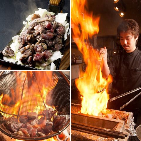 職人技が光る絶品炭火焼き！焼き鳥に豪快炭火で焼き上げる”地鶏の黒焼き”是非食べて頂きたい一品です！
