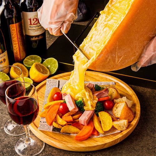 Raclette cheese - Assorted warm vegetables and meat -