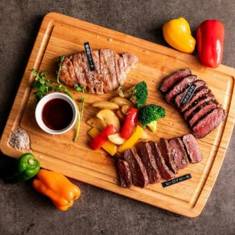 All-you-can-drink raw meat★For those who want to enjoy meat, "Three types of steak tasting course" 10 dishes total 5,436 yen ⇒ 4,527 yen
