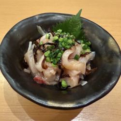 Yellowtail marinated in salted kelp