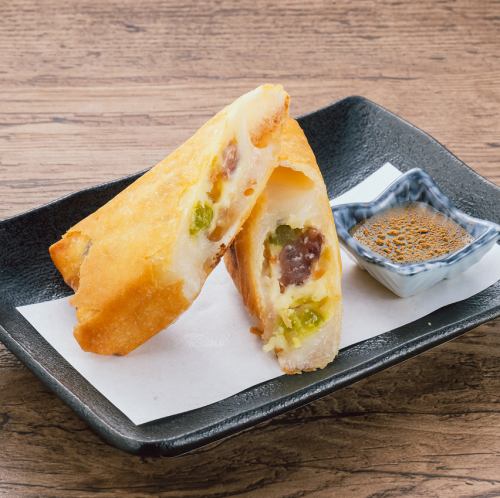 甘納豆とチーズのもち春巻き