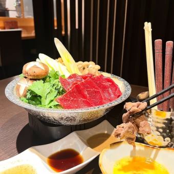 【小櫻】馬生魚片4件+櫻花火鍋套餐6,600日圓
