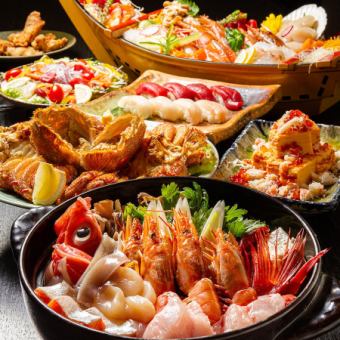 『一鐡鍋コース』海鮮寄せ鍋やエビ塩焼き含10品 3時間飲み放題付 6500円⇒5500円