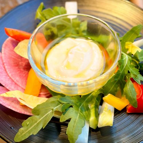 Bagna cauda with colorful vegetables