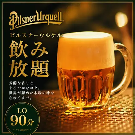 【平日コース】当日予約OK!単品チェコビール飲み放題コース2時間3,600円(税込)