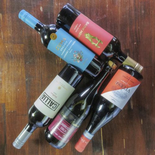 We have a wide selection of over 50 types of wine available.