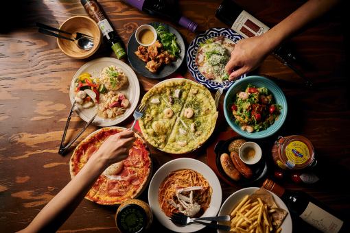 【イタリアンコース】120分飲み放題付！ピザやポテト、唐揚げなど人気メニュー全10品★3500円