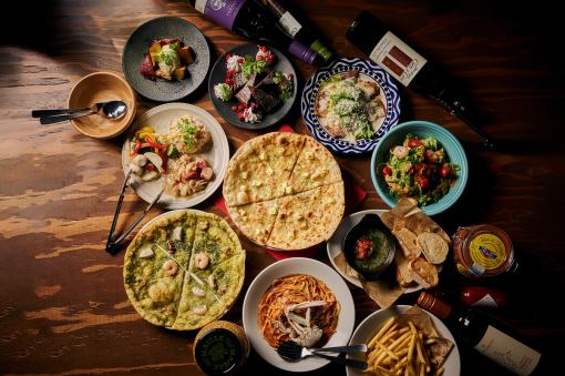 【女生夜生活套餐】150分钟无限畅饮！3道菜拼盘、时令蒜蓉辣酱、披萨等11道菜★3500日元