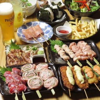贅沢 やきとり&創作串カツ&とり刺し等[お料理全14品]2時間飲み放題付きコース5000→4500円(税込)