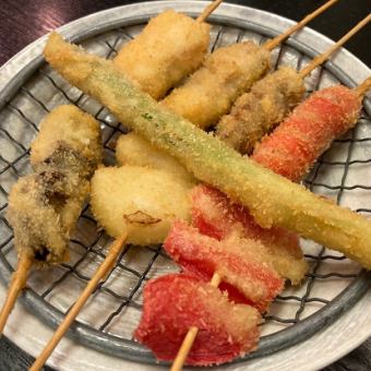 [Naniwa Satisfaction Course] 9 dishes including sashimi, kushikatsu, self-service takoyaki, grilled dishes, etc.All-you-can-drink included/5500 yen