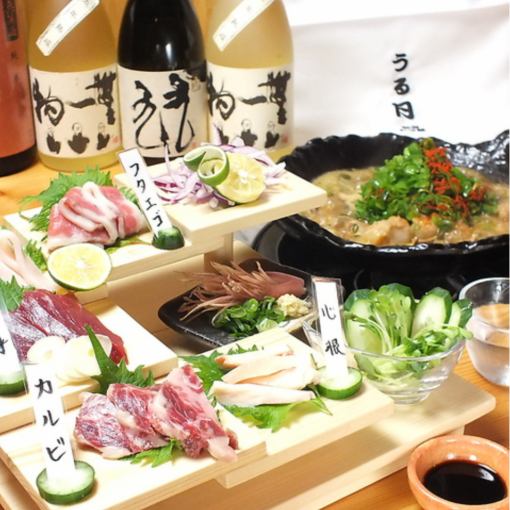 包含120分钟畅饮!【享用精选五道马肉刺身拼盘♪ 10道菜8,500日元 → 8,000日元套餐】