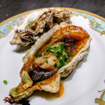 Seasonal seafood course including large Hiroshima oysters and scallops. Food only.