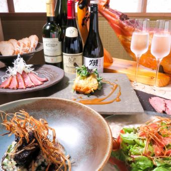 【各種宴会や懇親会等に！大満足コース】お肉も魚も・・・2時間飲み放題付き全6品5800円(税込)