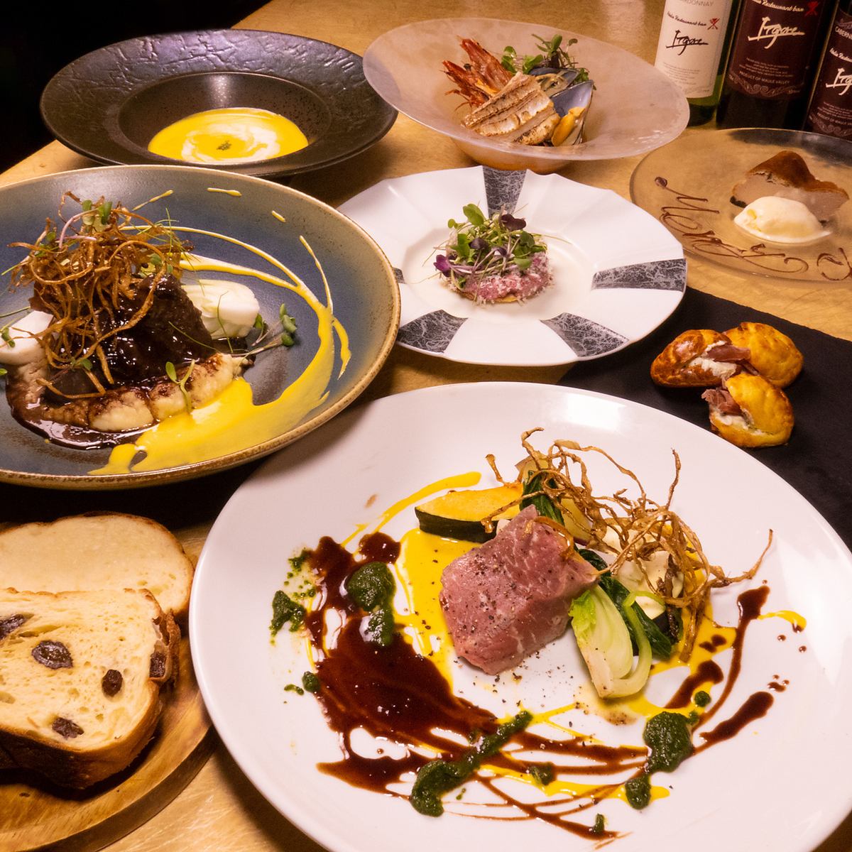 飲み放題付コース5000円～！美しく繊細な料理をお愉しみください