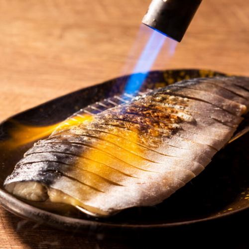 Grilled on the table!! Marinated mackerel