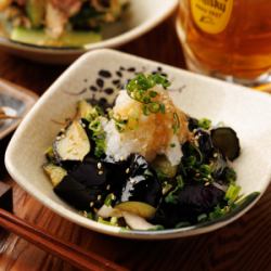 Fried eggplant with grated daikon radish and ponzu sauce