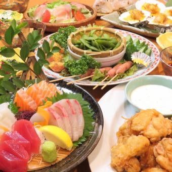 【つぼ八】 おまかせ 연회 코스 ★ 회 회 등 '전 8 품' 2H 음료 풀 ♪ 5000 엔 (세금 포함)