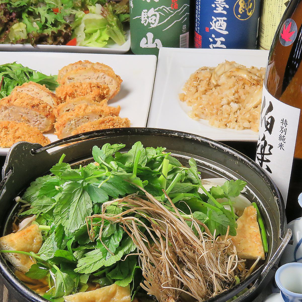仙台といえばセリ鍋!暖家のセリ鍋コース7品飲放付5500円!