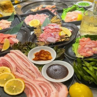 [週五、週六、假日前一天]《120分鐘》-雞肉&五花肉無限暢飲套餐 3,750日元