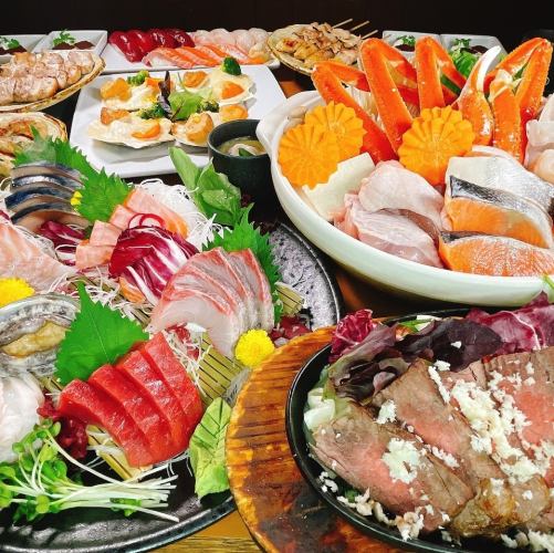 1000円OFF!【忘新年会特別】刺身七点盛,本ズワイちゃんこ鍋全10品150分飲み放題付7000円→6000円