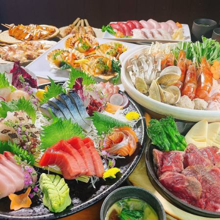 1000 yen off [40th Anniversary Welcome/Farewell Party] Seven types of sashimi, spring seafood hotpot, 10 dishes, 150 minutes of all-you-can-drink for 6000 yen!