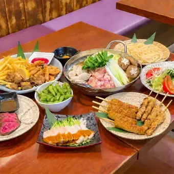 【120分飲み放題付き】こがねぼし鍋コース＜鶏塩ちゃんこ鍋＞　全8品◆4,200円(税込)
