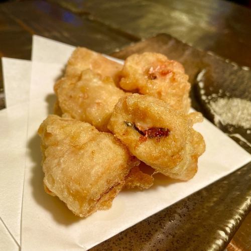 With plum shiso !! Sasami tempura