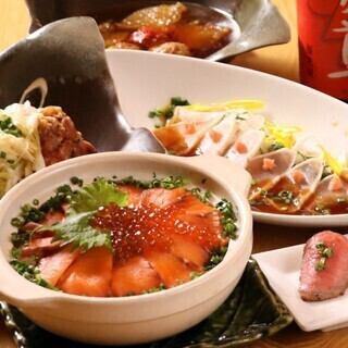 [3 hours all-you-can-drink included] Weekday-only special plan with salmon and egg in clay pot rice, 7-item plan for 3,500 yen