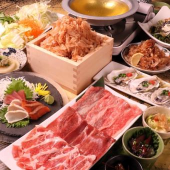 [Weekdays 3 hours all-you-can-drink] A5 beef, beef tongue, and chestnut pork dashi shabu-shabu, raw oysters, oden, and 11 dishes with all-you-can-drink [Kiwami] 7,000 yen