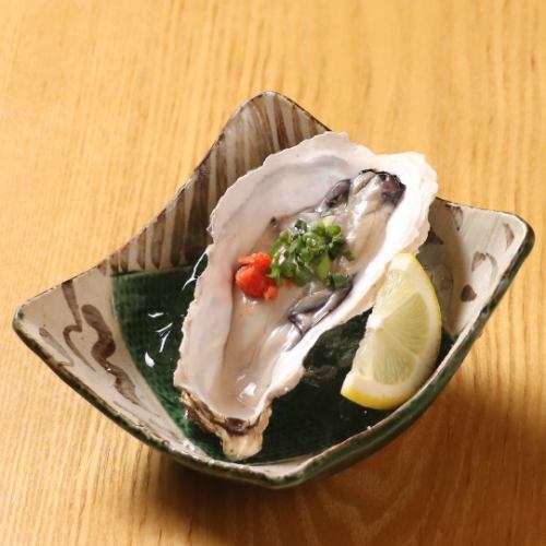 Raw oysters served with homemade bonito ponzu sauce