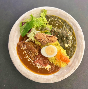 トマトとほうれん草のあいがけ