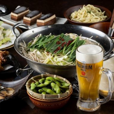 ★【３H飲み放題×7品4500円→3500円】博多名物もつ鍋・絶品鶏から・鮮魚の刺身など歓迎会プラン