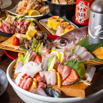 【春のプレミアムコース】御造り5点盛りや特選鍋付き〈全8品×3時間飲み放題〉6500円→5000円