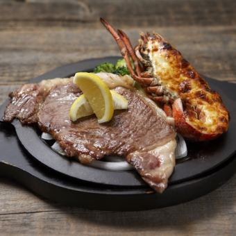 ロブスターの黄金焼き&黒毛和牛サーロインレモンステーキ