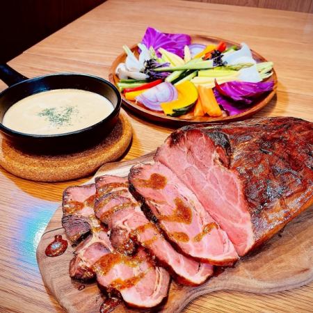 【平日限定2.5時間飲み放題付きコース】ローストポーク＆季節野菜のバーニャカウダ入り全７品