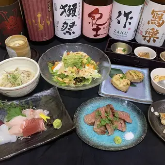 【2Hプレミアム飲み放題】夏の将軍コース　9品 8,000円（税込） 12名様まで個別盛