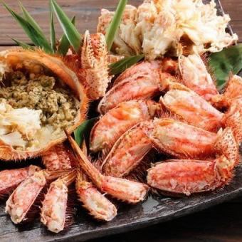 新メニュー【毛蟹会席】ずわい蟹のお造りやずわい蟹天麩羅、毛蟹1匹丸ごとボイルなど◎