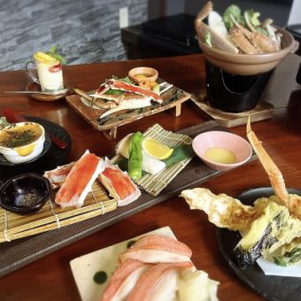 <当日予約OK◎蟹翔会席>ずわい蟹の小鍋 ・たらば蟹ステーキ・蟹握り寿司等全8品12,500円
