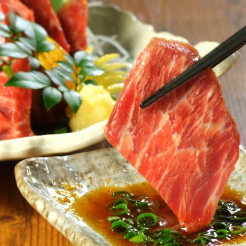 Horsemeat sashimi from Goshogawa, Aomori Prefecture