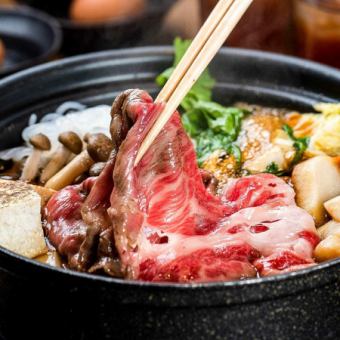 "Hanatsubaki Course" Luxurious hot pot with choices such as beef sukiyaki, fresh fish and horse sashimi! [3 hours all-you-can-drink included/9 dishes/4500 yen]