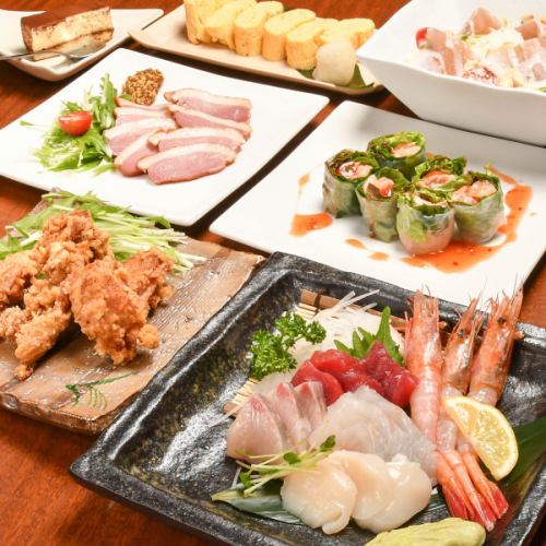 生魚片、招牌炸雞等...♪≪共8道菜≫2小時套餐【含無限暢飲】4,000日元⇒含優惠券的3,800日元