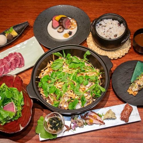 山の恵み 薪焼き鹿と牡丹鍋のジビエコース【期間限定】