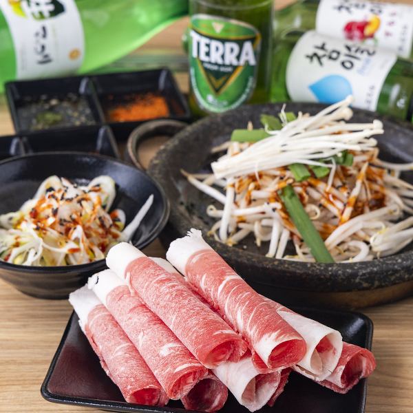 [Specialty] Thinly sliced rolled short ribs grilled on a griddle and enjoyed in 4 different ways - Korean Yakiniku Chadorbagi from 1,078 yen (tax included)