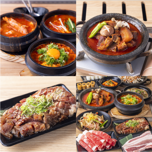 [品種豐富] 肉餡大醬湯、筍湯湯等韓國料理種類豐富◎