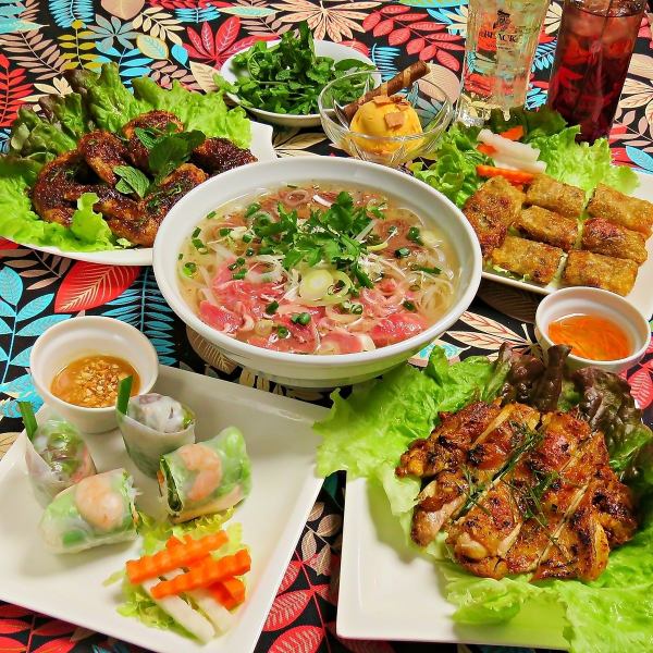 生春巻きや牛肉のフォーなどベトナム料理のフルコース！◆センAコース◆2時間飲み放題付き