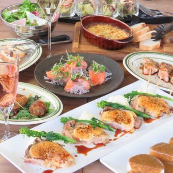 [2 hours all-you-can-drink (last order at 90 minutes)] 4,000 yen (tax included) course {3 types of appetizers including marinated firefly squid, pasta}
