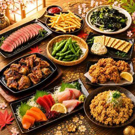 ★豪華刺身盛合せに名物の大山どりを堪能できる♪全９品【パワー酒場コース】２時間飲み放題付★