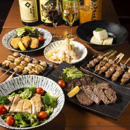【2時間飲み放題+焼鳥食べ放題】満腹コース 全7品 4,980円