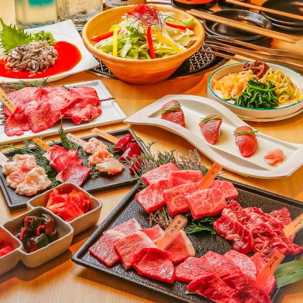 [All-you-can-drink included] "Standard course" with 16 dishes including premium salted tongue, A5 Kuroge Wagyu beef ribs, loin, etc.