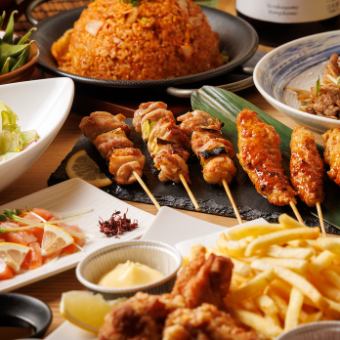 "Super thin course" 7 dishes including classic juicy fried chicken and 2 types of skewers, 2 hours of all-you-can-drink included 4278 yen ⇒ 3278 yen